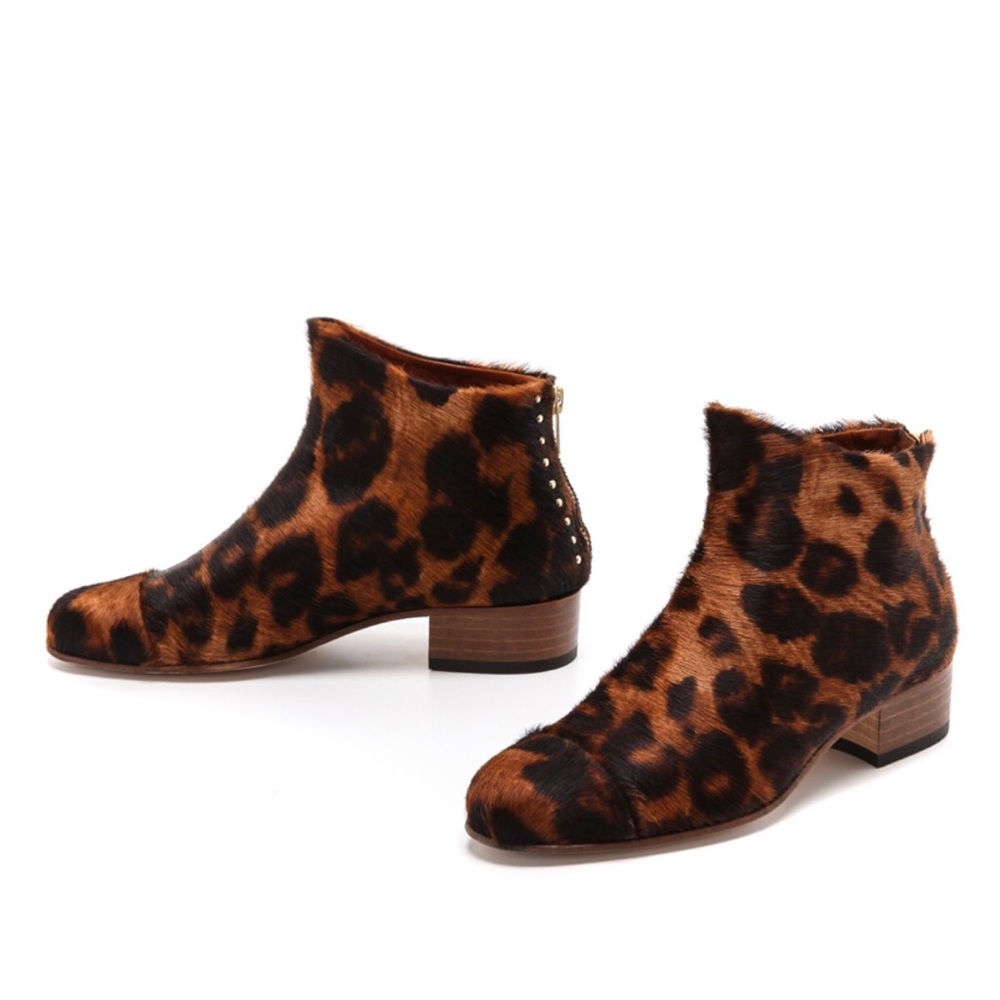 Calf Hair Leopard Print Bootie, Size 40- BAU COOPS